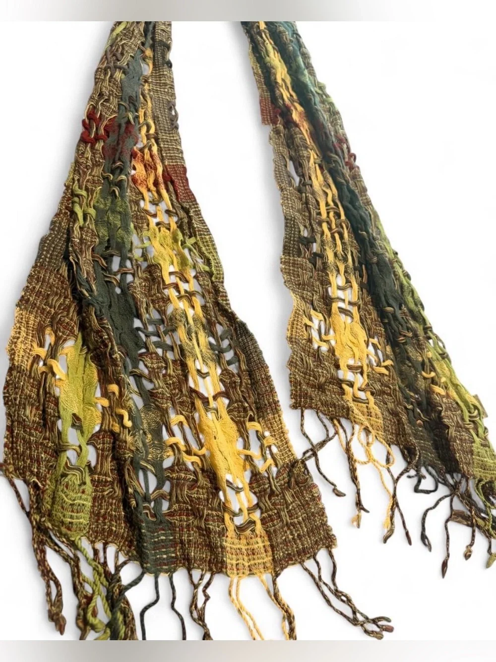 Wool 100% Multicolor Fringe Scarf - Olive, Mustard & Brown Jameson whiskey